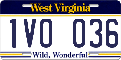 WV license plate 1VO036