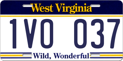WV license plate 1VO037