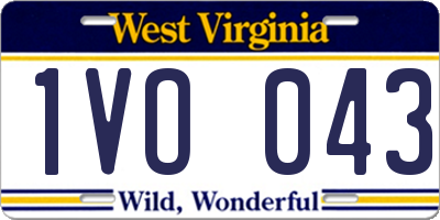 WV license plate 1VO043