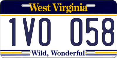 WV license plate 1VO058