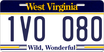 WV license plate 1VO080