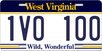 WV license plate 1VO100