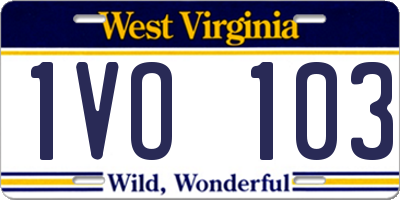 WV license plate 1VO103
