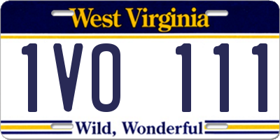WV license plate 1VO111