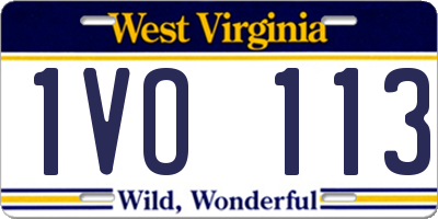 WV license plate 1VO113