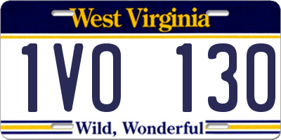 WV license plate 1VO130