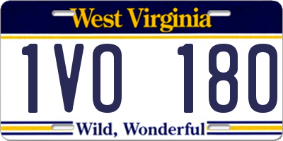 WV license plate 1VO180