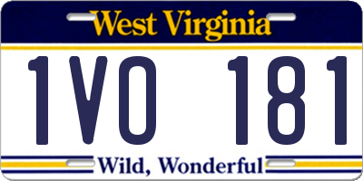 WV license plate 1VO181