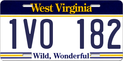 WV license plate 1VO182