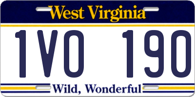 WV license plate 1VO190