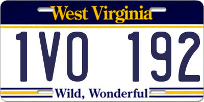 WV license plate 1VO192