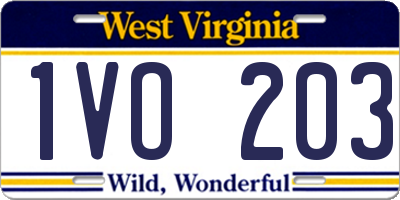 WV license plate 1VO203