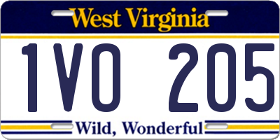 WV license plate 1VO205