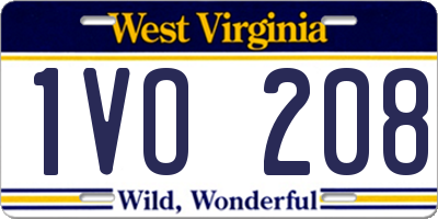 WV license plate 1VO208