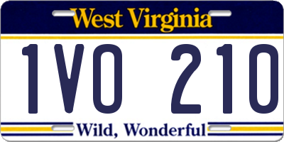 WV license plate 1VO210