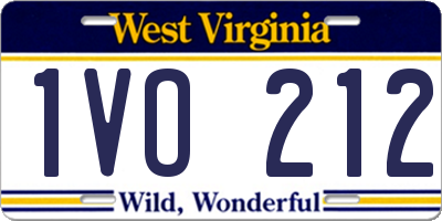 WV license plate 1VO212