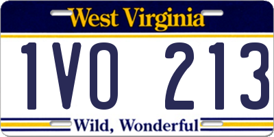 WV license plate 1VO213