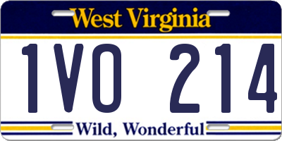 WV license plate 1VO214