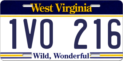 WV license plate 1VO216