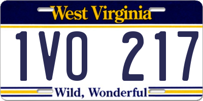 WV license plate 1VO217