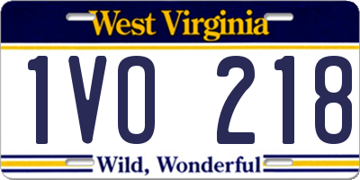 WV license plate 1VO218