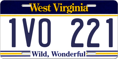 WV license plate 1VO221