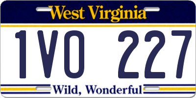 WV license plate 1VO227