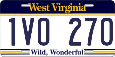 WV license plate 1VO270