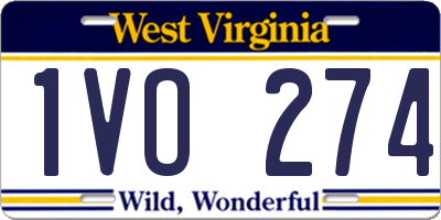 WV license plate 1VO274