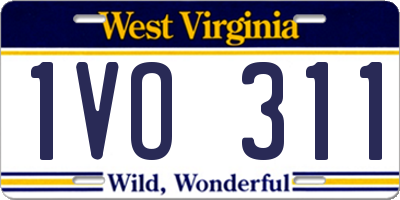 WV license plate 1VO311