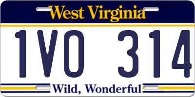 WV license plate 1VO314