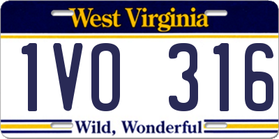 WV license plate 1VO316