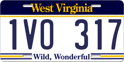 WV license plate 1VO317