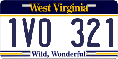 WV license plate 1VO321