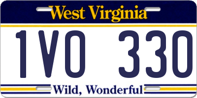 WV license plate 1VO330