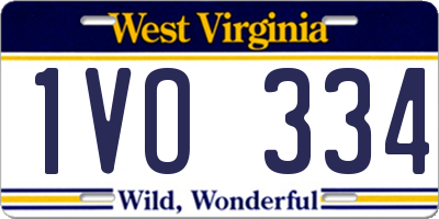WV license plate 1VO334