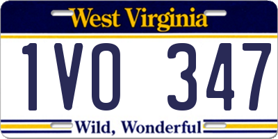 WV license plate 1VO347