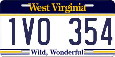 WV license plate 1VO354