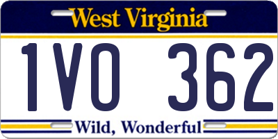 WV license plate 1VO362