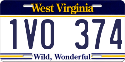 WV license plate 1VO374
