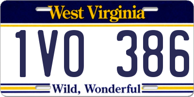 WV license plate 1VO386