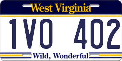 WV license plate 1VO402