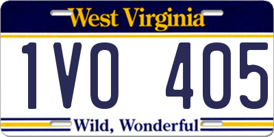 WV license plate 1VO405
