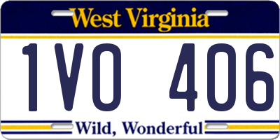 WV license plate 1VO406