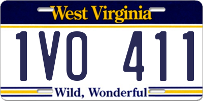WV license plate 1VO411