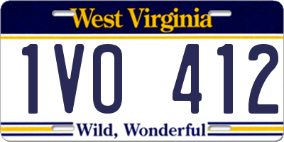 WV license plate 1VO412