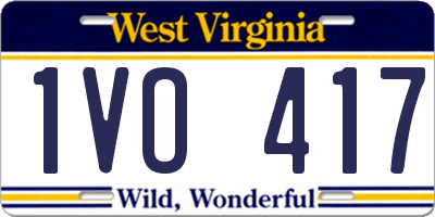 WV license plate 1VO417