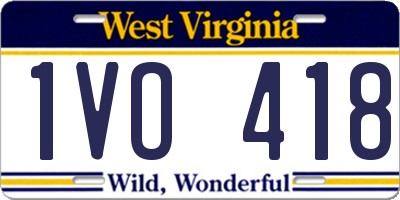 WV license plate 1VO418