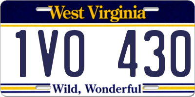 WV license plate 1VO430