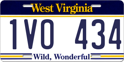 WV license plate 1VO434